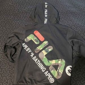 BAPE x FILA Black Logo Hoodie Women